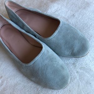 Suede flats, size 8.5, powder blue
